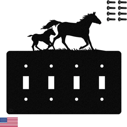 Vista 17 de Mare & Foal - Interruptor de luz de palanca de caballo y placa de pared de una sola banda (Rocker-GFCI) (palanca simple con GFCI (mecedora), negro)