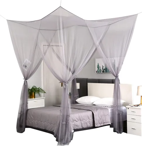 Vista 8 de Mengersi Mosquitera para dosel de cama, cortinas de cama con poste de cuatro esquinas para cama de tamaño individual/individual XL, cortinas de cama