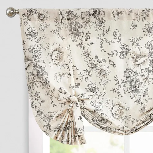 Vista 28 de jinchan Cenefa con estampado floral para ventanas de 36 pulgadas de largo, cenefas de cocina de lino para filtrar la luz campestre, tratamiento