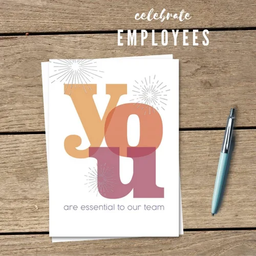 Vista 4 de 25 Employee Anniversary Cards - "You are Essential" Design - 26 White Envelopes - FSC Mix