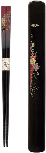 Vista 12 de Palillos de bambú portátiles con estuche – Juego de utensilios de palillos de viaje reutilizables, aptos para lavavajillas, patrón Sakura, fabricado