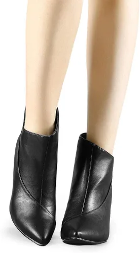 Vista 2 de Allegra K Botines de tacón de cuña con cremallera y punta puntiaguda para mujer