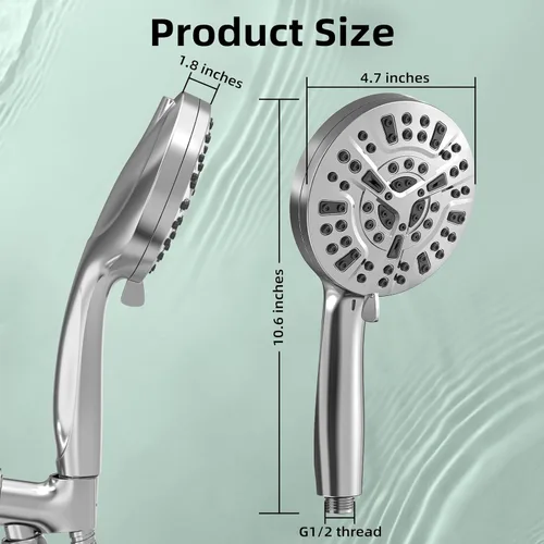 Vista 8 de High Pressure Filtered Shower Head with Handheld, 9 Spray Modes 4.7" Shower Head, 59" long hose, 10 Layers Filter for Hard Water, Remove Chlorine