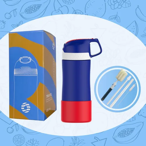 Vista 7 de EIJIAN Botella de agua aislada para niños con tapa de popote de 14 onzas, a prueba de fugas, botella de metal sin BPA, taza de acero inoxidable al