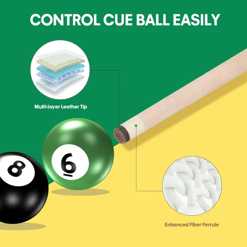 Vista 5 de Taco de billar de arce canadiense de 1 pieza - Palo de taco de billar de 4 puntas.