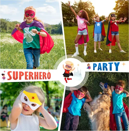 Vista 7 de Teuevayl - Capas y máscaras de superhéroe para niñas conjunto de capas y pulseras ropa de vestir con 3 juegos de capas para niños falda tutú