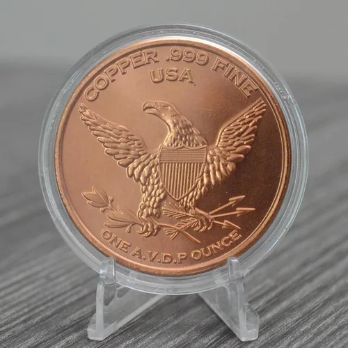 Vista 4 de Tiburón Megalodón 1 oz de cobre puro.999 redondo coleccionable 39mm moneda de desafío en cápsula - COA de Heavenly Metals