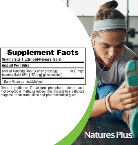 Vista 4 de NaturesPlus Herbal Actives Ginseng coreano, liberación prolongada, 1000 mg, 30 tabletas veganas, suplemento herbario adaptogénico, antioxidante