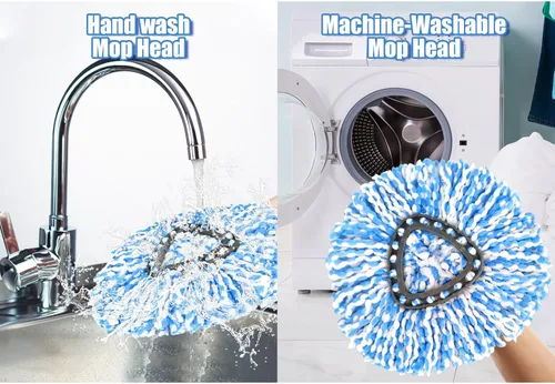 Vista 6 de Repuesto de cabezales de trapeador, paquete de 6 repuestos de trapeador giratorio, compatible con mopa giratoria O-Ceda EasyWring, cabezal