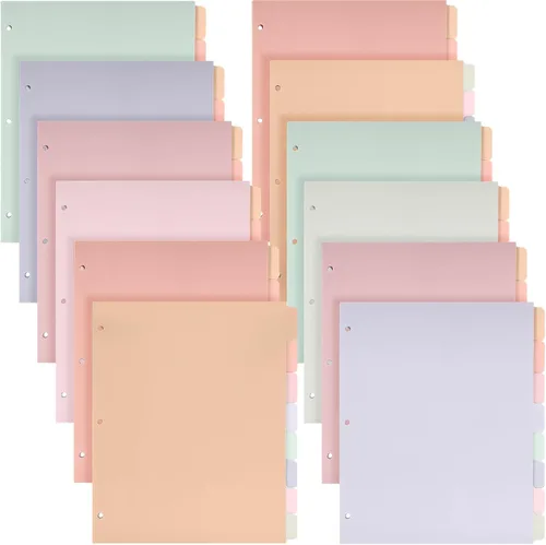 Vista 9 de Honoson - 12 juegos de separadores con 8 pestañas para carpetas de 3 anillas, separadores de plástico para archivos de papel de 8.5 x 11 pulgadas