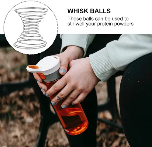 Vista 6 de 10 bolas agitadoras de acero inoxidable, bola de resorte, bebida, alambre, batidor, botella de proteínas, bolas mezcladoras lavables para jugo y café