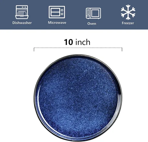 Vista 3 de Vicrays Juego de vajilla de 18 piezas, platos planos de cerámica, platos de ensalada, cuencos, aptos para microondas, horno y lavavajillas