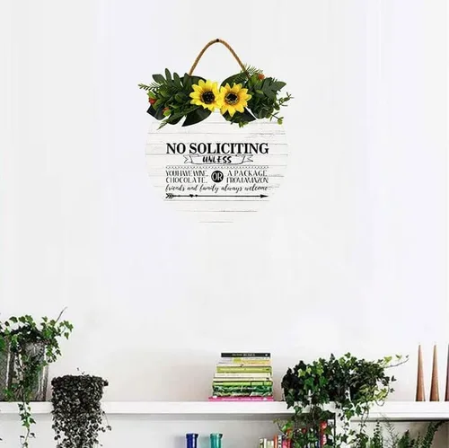 Vista 5 de KPSheng Letrero divertido con texto en inglés «No Soliciting Unless You Have Wine Chocolate» para el hogar o la casa, divertido letrero
