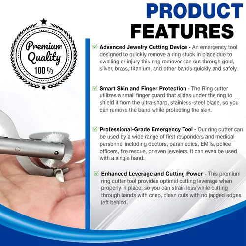 Vista 4 de HEARTWELL Herramienta de corte de anillos y removedor de banda, cuchilla de corte de metal de acero inoxidable y protección de protección de dedos