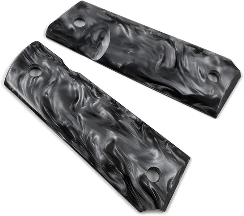 Vista 4 de Cool Hand 1911 Grips, Comandante de Gobierno de Tamaño Completo, Perla Sintética Negro/Blanco de Alto Pulido, Tornillos Incluidos, Corte