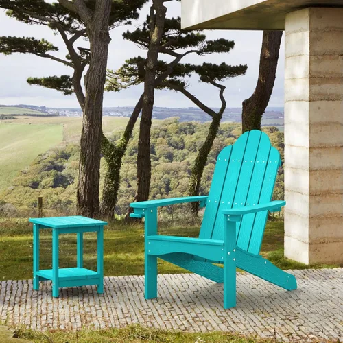 Vista 6 de LUE BONA HDPS Sillas Adirondack de 2, Silla para Hoguera al Aire Libre, Resistente a la Intemperie con Portavasos, Silla Moderna de Plástico