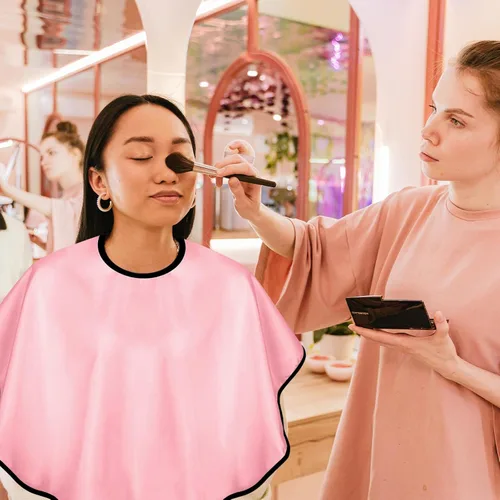 Vista 3 de 3 capas de maquillaje para clientes, baberos de salón de belleza, bata corta para clientes, delantal ligero para barba, tinte para cabello, capa
