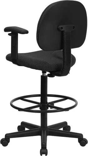 Vista 5 de Flash Furniture Bruce Silla de dibujo de tela estampada negra con brazos ajustables (cilindros 22.5''-27''H o 26''-30.5''H)