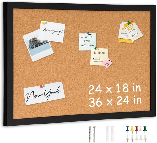 Vista 10 de DOLLAR BOSS - Tableros de anuncios con lino, 1 tablero de corcho de doble cara de 16 x 12 pulgadas para paredes, con marco de madera, pequeño