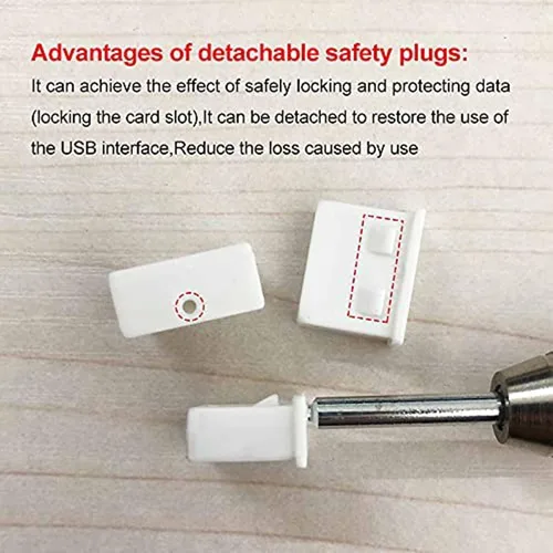 Vista 6 de Bloqueador de puerto USB con 1 llave y 20 puertos USB, tapa extraíble de enchufe de puerto USB 2.0/3.0, bloquea dispositivos no aprobados