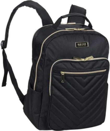 Kenneth Cole REACTION - Mochila Chelsea Chevron para mujer, para laptop y tablet de 15 pulgadas, Negro, Tamaño único