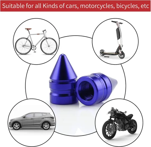 Vista 4 de SINGARO Tapones para válvulas de neumáticos de automóvil, 4 piezas de accesorios universales de aleación de aluminio, cubiertas de neumáticos