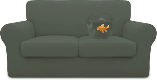 Vista 47 de Easy-Going Funda de sofá 100% impermeable doble de 3 piezas, elástica, suave, para perros, para sofá de 2 cojines separados, protector de muebles a