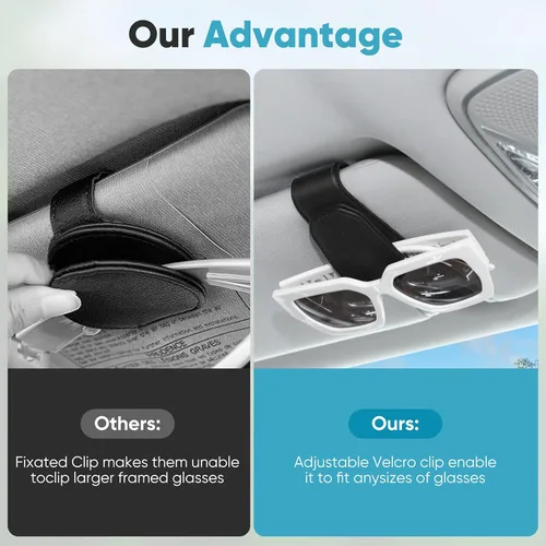 Vista 3 de vinlley Soporte para lentes de sol para visera solar de automóvil, clip magnético de cuero para colgar gafas, accesorios para visera de vehículo