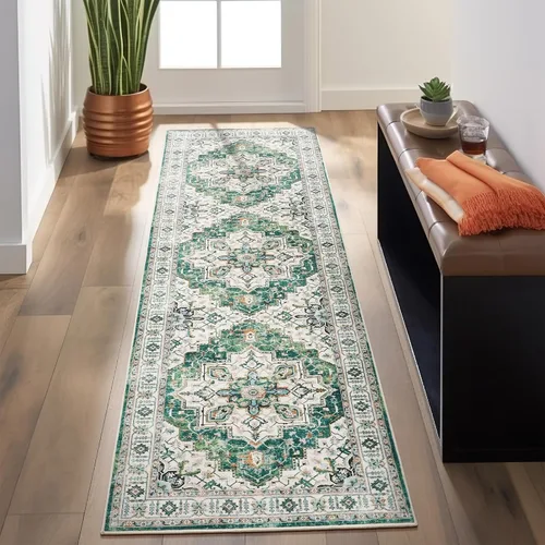 Vista 114 de zesthome Alfombras de área de 5 x 7, lavables a máquina, para sala de estar, dormitorio, resistentes a las manchas, vintage, de gran área, Beige