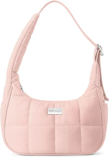 Vista 13 de TOPDesign Bolso de hombro acolchado para mujer, bolso de mano ultraligero con cremallera, correa ajustable