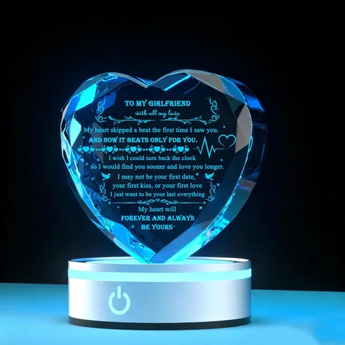 Regalos Qianwei para novia de novio únicos - Regalos personalizados de corazón de cristal para mi novia que lo tiene todo - Ideas de regalo de