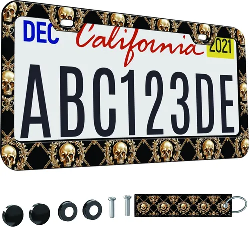 Vista 17 de 2 marcos de matrícula para mujer, marcos decorativos de auto para niñas, soporte para placa de matrícula para vehículo con llavero de doble cara