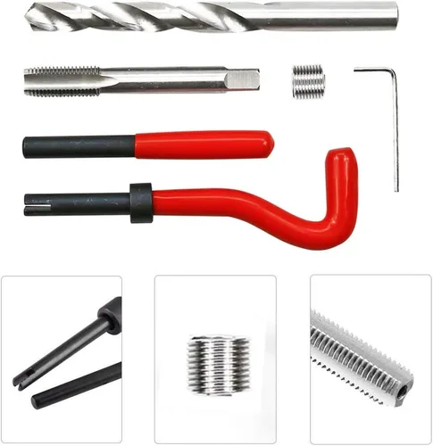 Vista 2 de Kit de reparación de roscas M12 0.069 in Kit de inserción de reparación de rosca métrica compatible con herramientas manuales para reparación