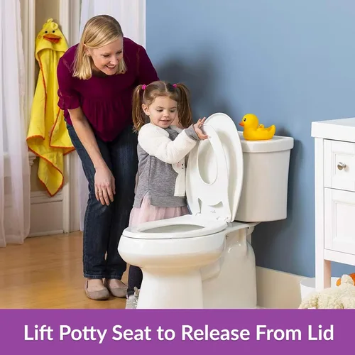 Vista 5 de Little2Big - Asiento de inodoro con asiento de entrenamiento para ir al baño integrado, cierre lento, plástico duradero, fabricado en Estados