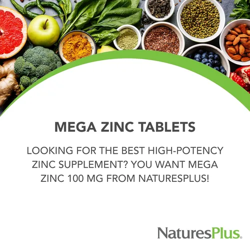 Vista 3 de NaturesPlus Mega Zinc 100 mg de liberación sostenida - 90 tabletas - Vegetariano, sin gluten - 90 porciones
