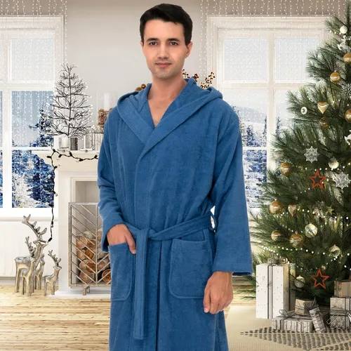 Vista 4 de TowelSelections Bata con capucha para hombre, bata de baño de tela de rizo de algodón de alta calidad, batas de baño suaves para hombres