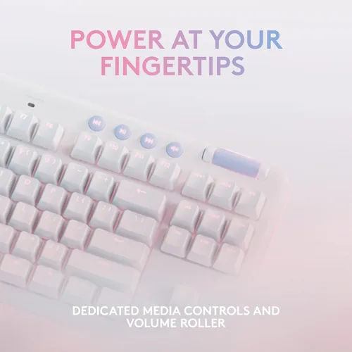 Vista 4 de Logitech G Teclado mecánico para juegos con cable 713 Clicky mouse inalámbrico Logitech G705 para videojuegos - niebla blanca