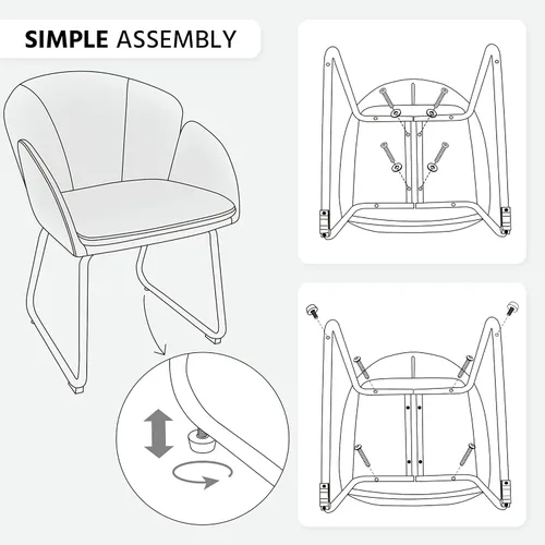 Vista 45 de Yaheetech Sillón moderno de piel sintética, silla de maquillaje en forma de flor con patas de metal dorado para sala de estar, sala de maquillaje