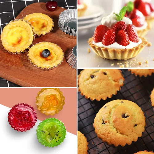 Vista 6 de 20 moldes para tartas de huevo para hornear, mini sartén para tartas