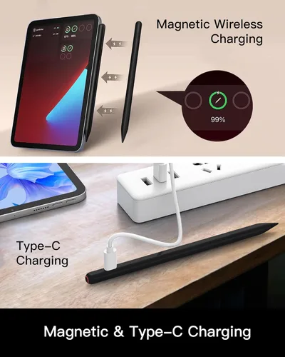 Vista 6 de Lápiz óptico de carga inalámbrica de 2ª generación para iPad Stylus Pen con rechazo de palma compatible con Apple iPad 10/9/8, iPad mini 6, iPad Air