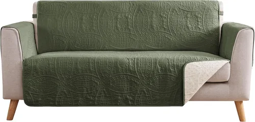 Vista 44 de Stay in Place - Funda acolchada para sofá biplaza blanco marfil para sofá de 2 cojines, repelente al agua, fundas acolchadas para sofá biplaza