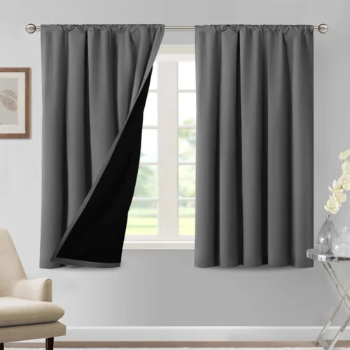 Vista 95 de H.VERSAILTEX Cortinas 100% opacas para dormitorio, 42 pulgadas de ancho x Gris paloma