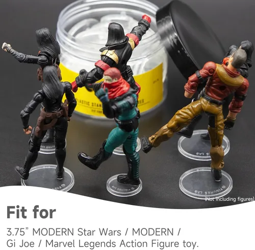 Vista 5 de EBCO 50PCS Mix 25mm & 37.5mm Round Plastic Action Figure Display Stand Base Fit for 3.75” Vintage Star Wars Movie Model Figures toy