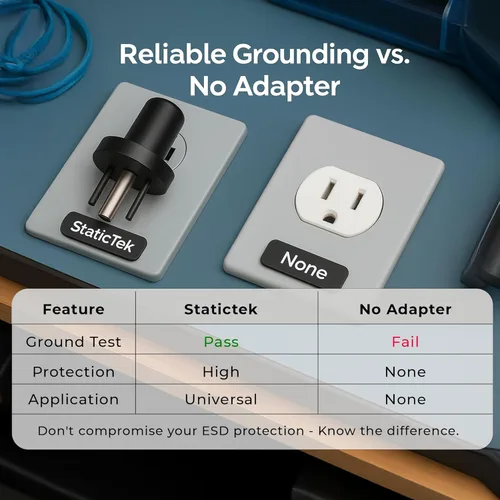 Vista 6 de Adaptador de enchufe de tierra Banana Jack, antiestático ESD para toma de corriente de 3 clavijas, conector de tierra universal Banana Jack