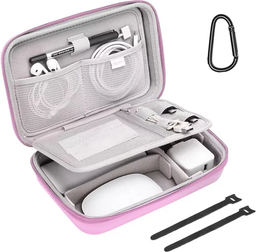 Vista 7 de MOSISO Funda organizadora electrónica de viaje compatible con adaptador de corriente MacBook, compatible con Magic Mouse y lápiz, tarjeta SD, disco