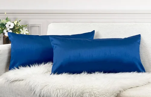 Vista 8 de Aiking Home - Funda de almohada decorativa rectangular de seda sintética de 12 x 18 pulgadas, cierre de cremallera, color aguamarina (juego de 2)