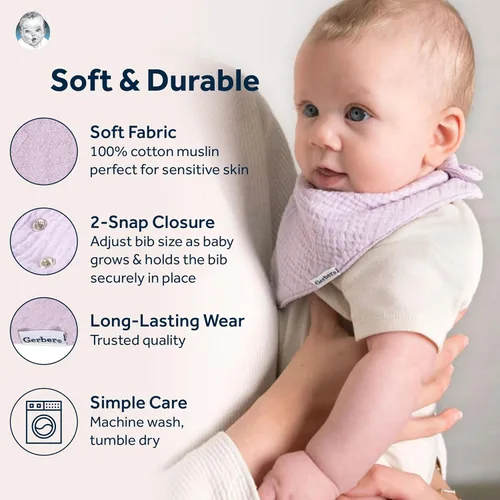 Vista 4 de Gerber Baberos unisex de muselina para bebé
