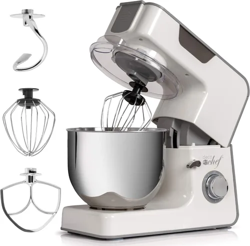 Deco Chef Batidora de pie de cocina de 5.5 cuartos de galón, motor de 8 velocidades de 550 W con funcionalidad de pulso, incluye gancho para masa,