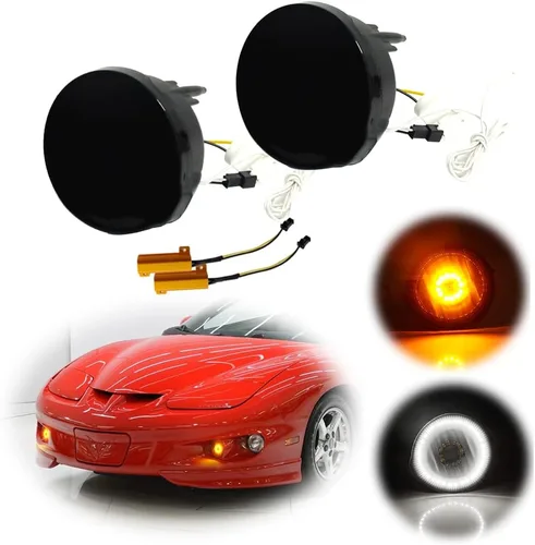 Vista 10 de Conjunto de Carcasa de Luz Halógena con Lente Ahumada de Repuesto Compatible con Pontiac Firebird Trans Am 1998-2002 Luces de Marcador Lateral
