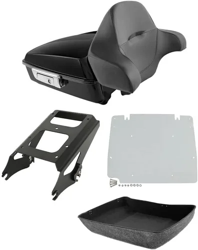 TCT-MOTORPARTS Chopped Tour Pack - Respaldo para maletero de 2 pies, base de metal, apto para Harley Touring Tour Pak Road King Electra Glide Street
